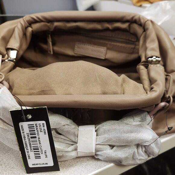 Badgley Mischka Wrapped Frame w/Chunky Chain Strap - Taupe - NWT - Picture 8 of 11